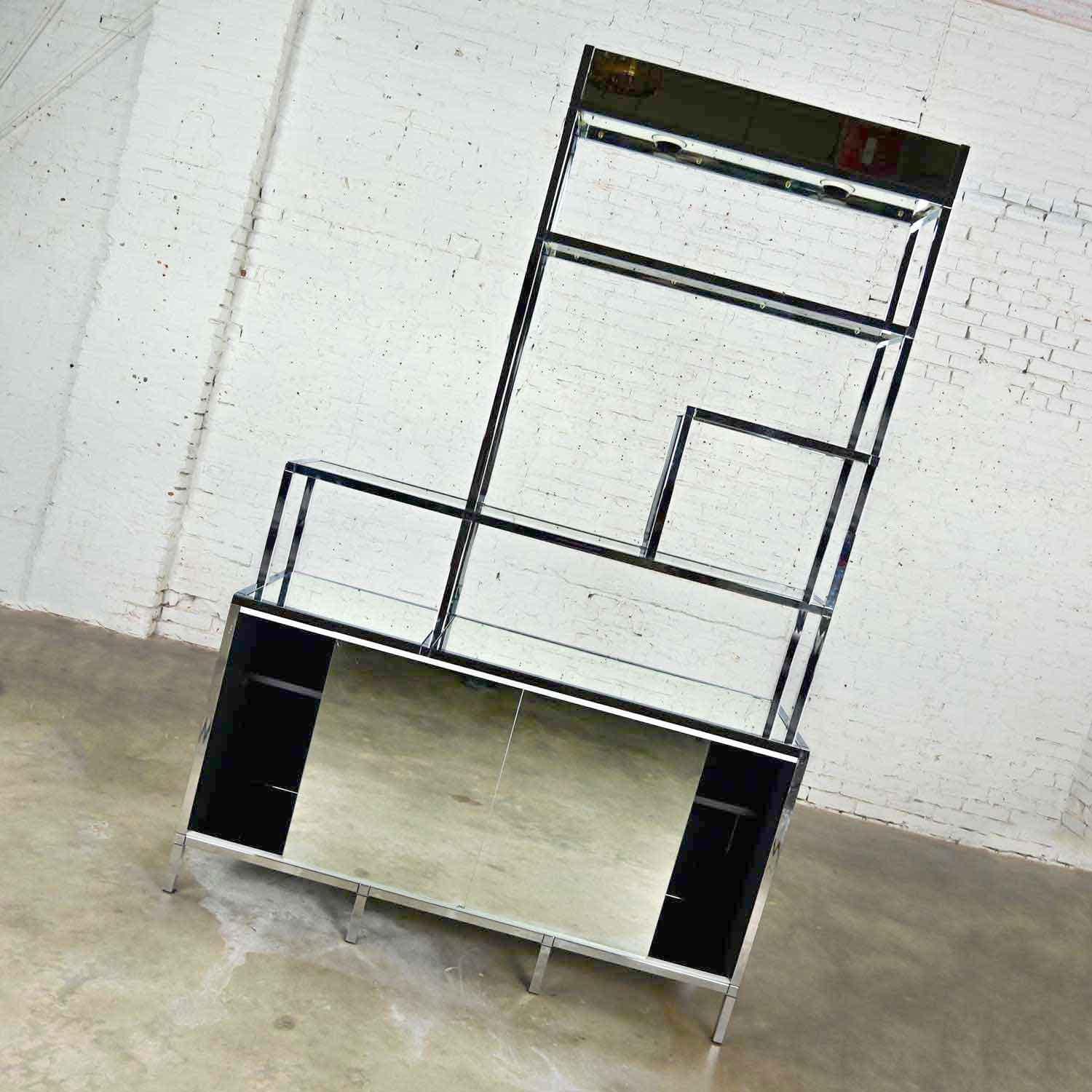 Mid Century Modern to Modern Chrome & Mirrored Etagere Cabinet Style DIA or Ello For Sale 9