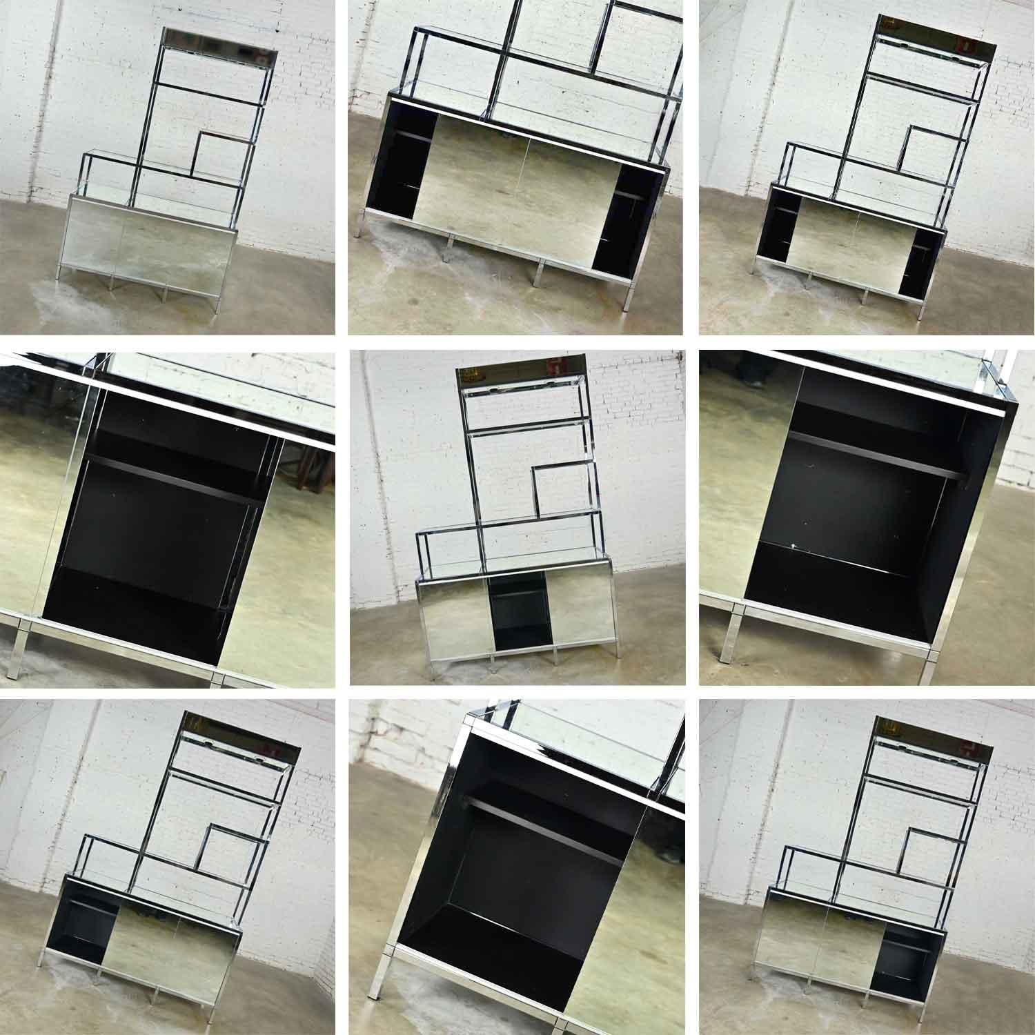 Mid Century Modern to Modern Chrome & Mirrored Etagere Cabinet Style DIA or Ello For Sale 10