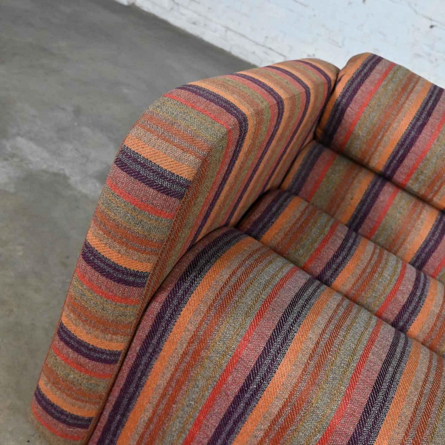 Mid-Century Modern to Post-Modern Purple Striped Multi-Piece Modular Club Chair For Sale 7