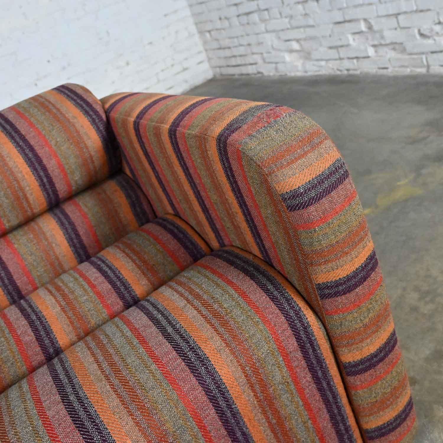 Mid-Century Modern to Post-Modern Purple Striped Multi-Piece Modular Club Chair For Sale 8