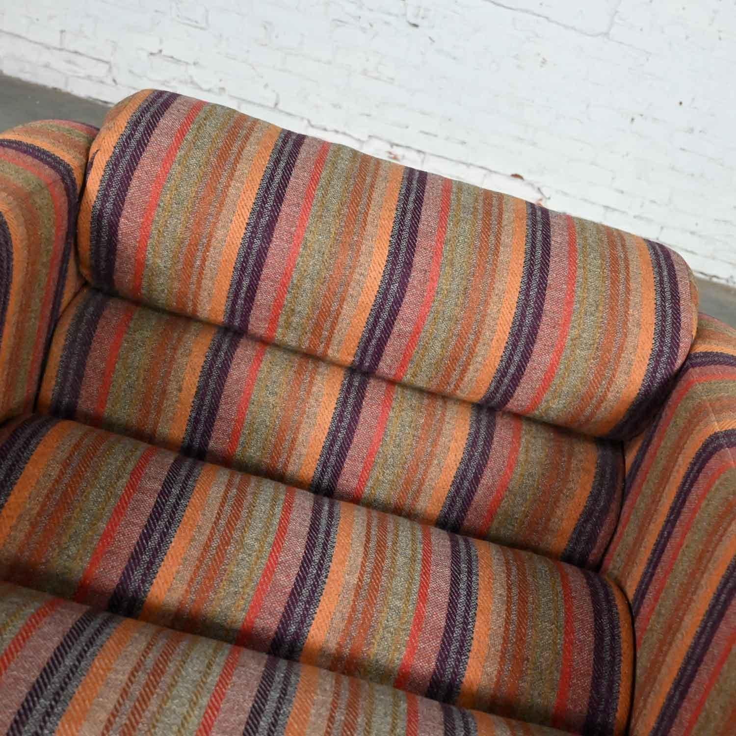 Mid-Century Modern to Post-Modern Purple Striped Multi-Piece Modular Club Chair For Sale 9