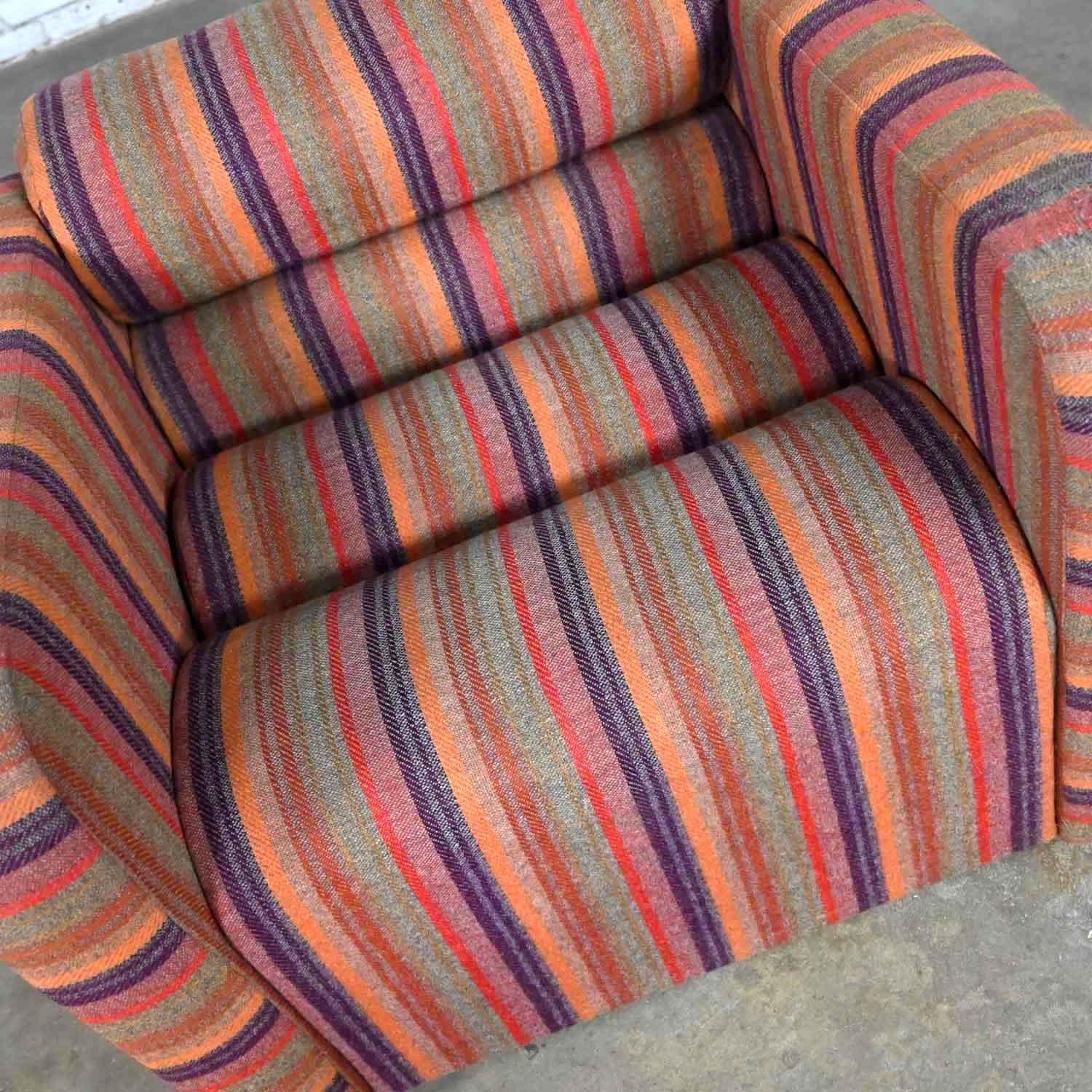 Mid-Century Modern to Post-Modern Purple Striped Multi-Piece Modular Club Chair For Sale 10