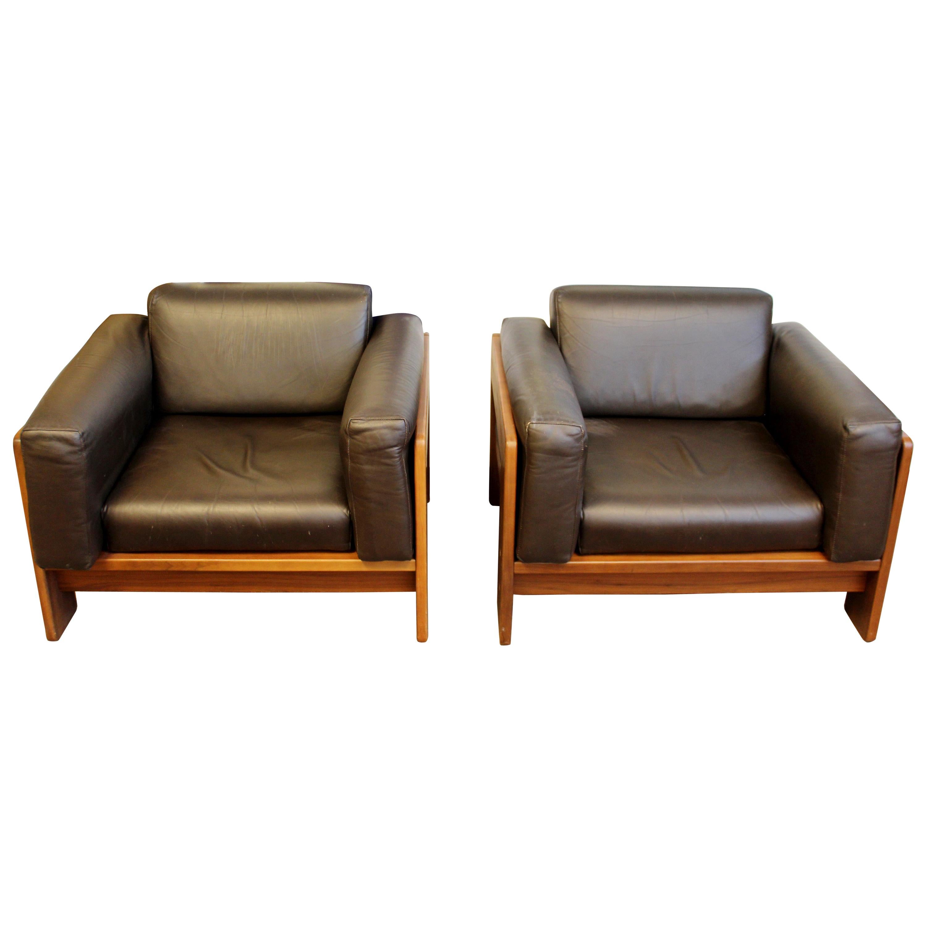 Mid-Century Modern Tobia Scarpa Knoll Pair Bastiano Club Lounge Chairs Italy
