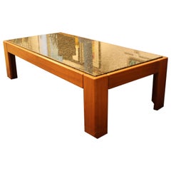 Mid-Century Modern Tobia Scarpa Square Wood and Marble Coffee Table 1960s Italy