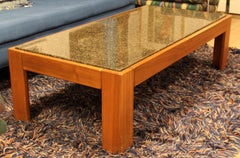 Mid-Century Modern Tobia Scarpa Square Wood and Marble Coffee Table 1960s Italy