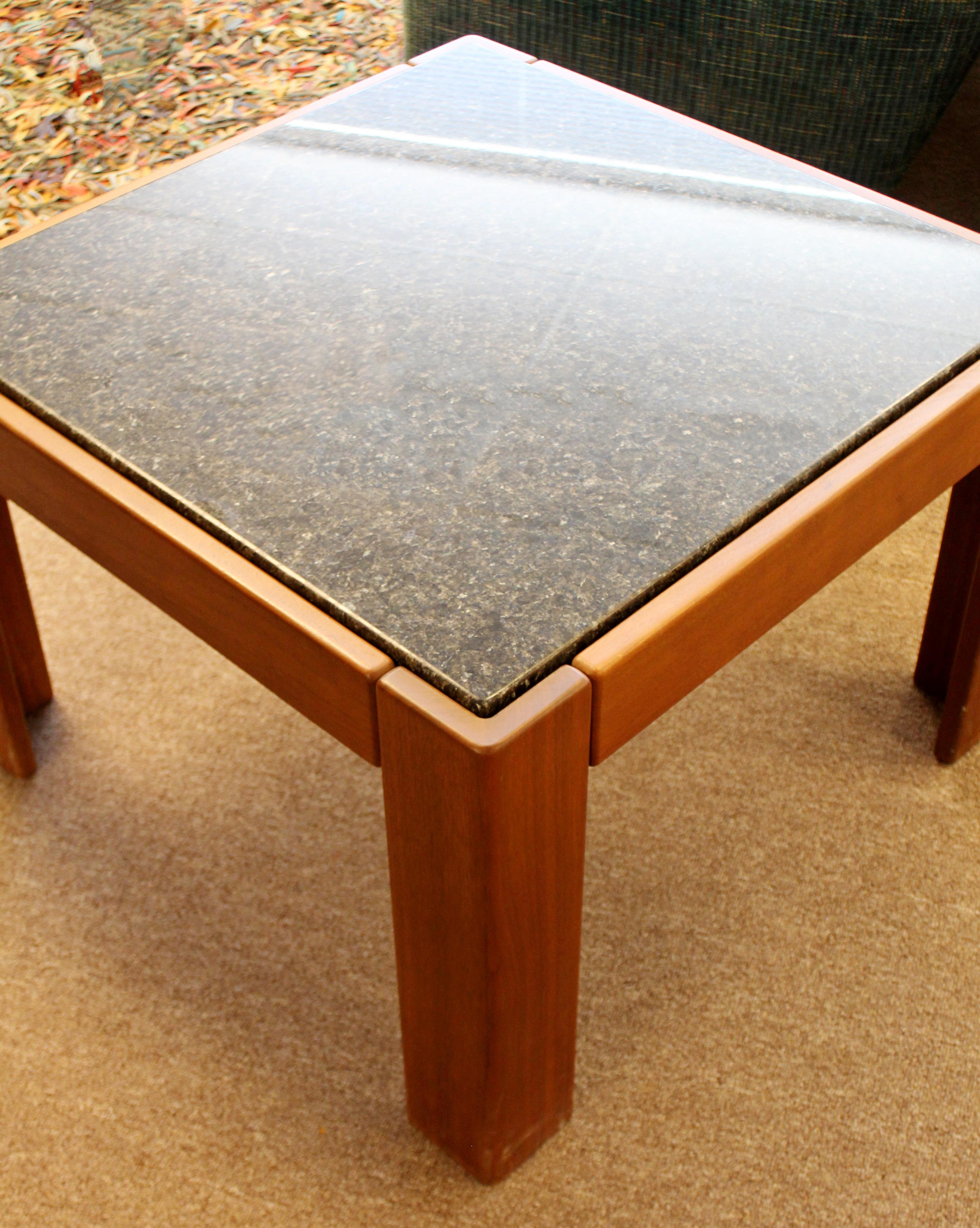 Mid-Century Modern Tobia Scarpa Square Wood & Marble Side End Table 1960s, Italy In Good Condition In Keego Harbor, MI