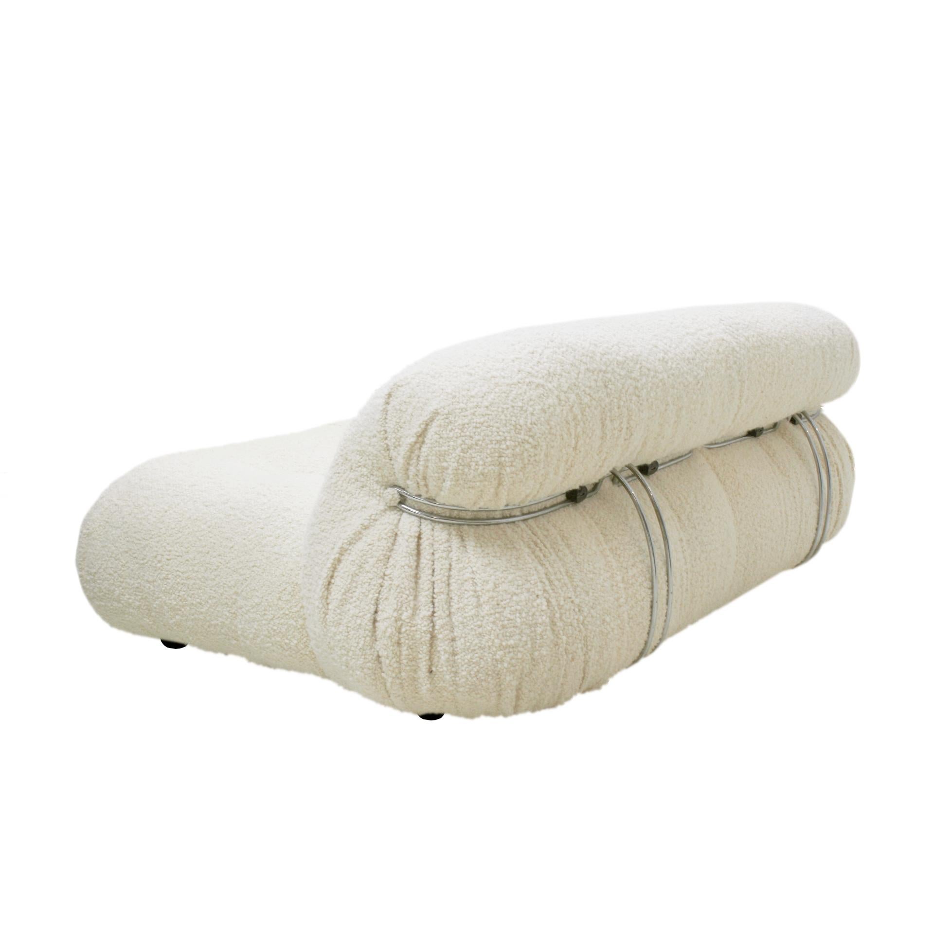 Mid-20th Century Mid-Century Modern Tobia Scarpa White Bouclé Wool Soriana Italian Sofa, 1960s For Sale