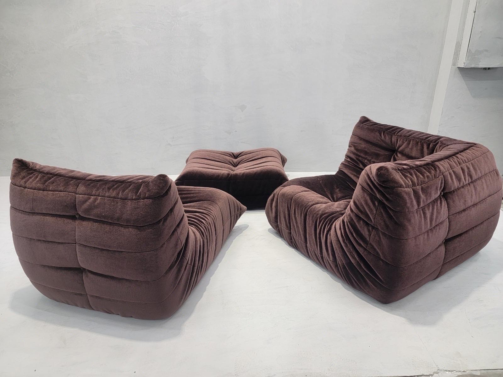 Mohair Mid Century Modern Togo Modular Sofa Set by Michel Ducaroy for Ligne Roset For Sale