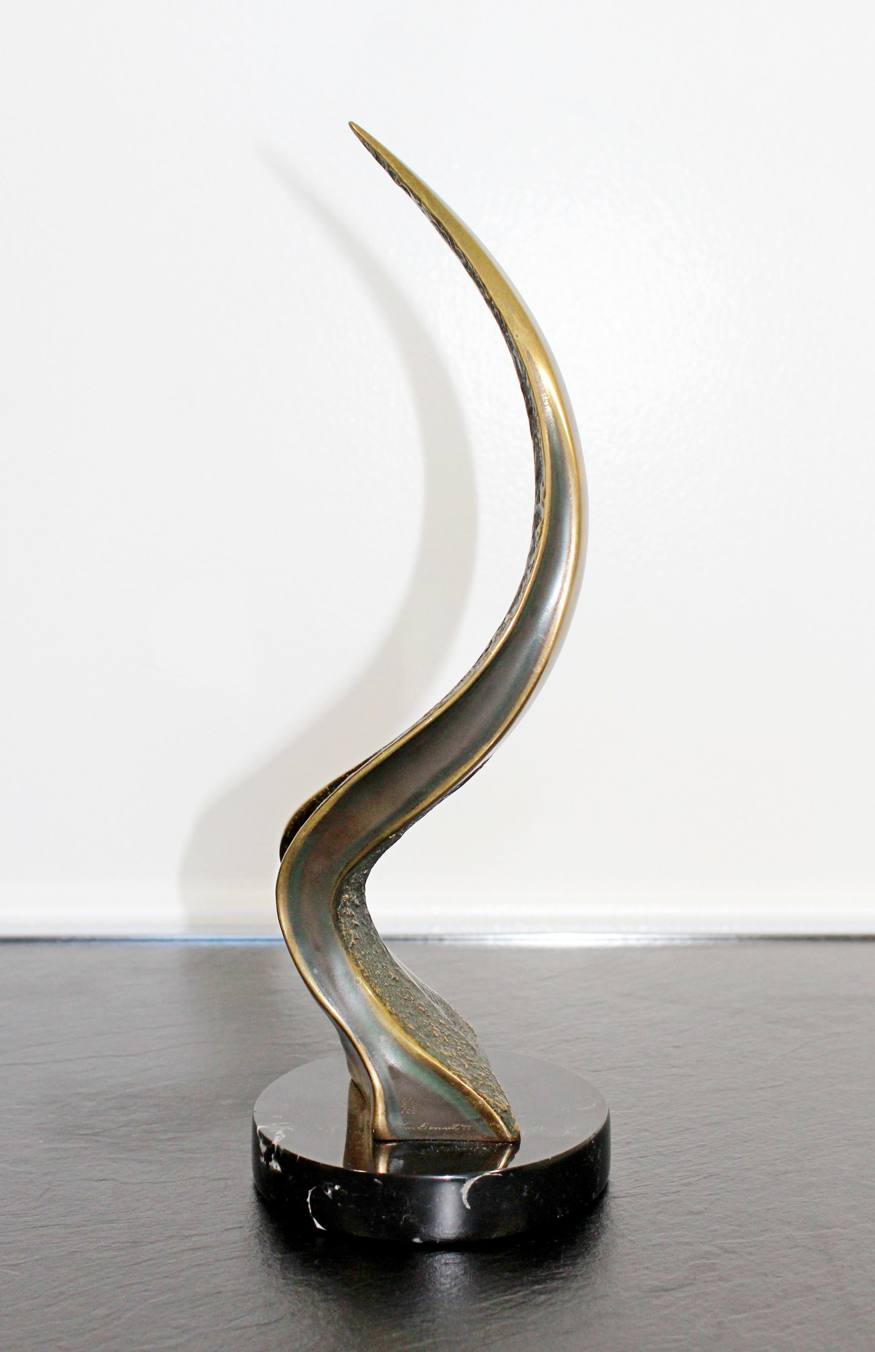 For your consideration is a magnificent, abstract bronze table sculpture on a marble base, entitled 