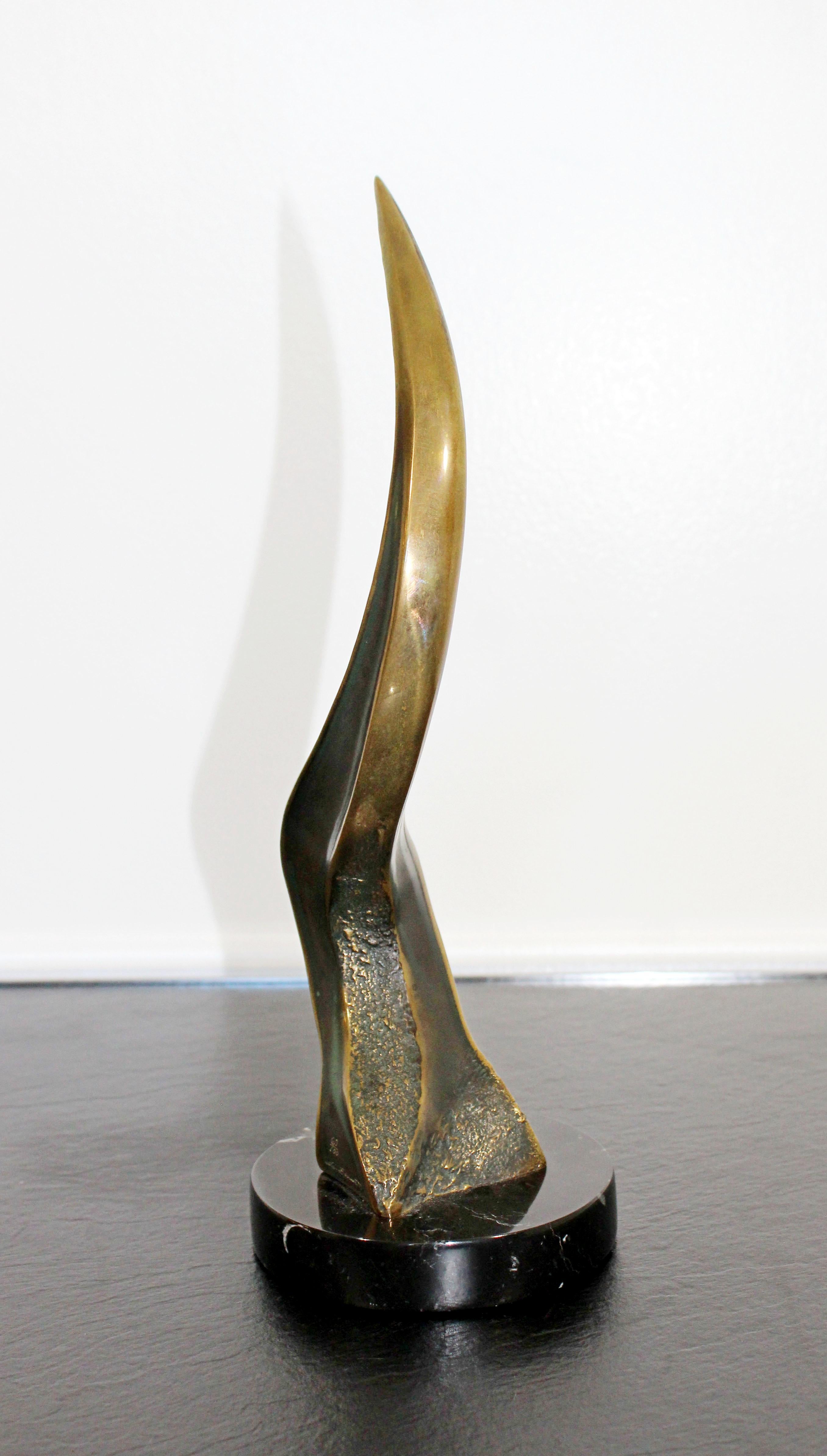 American Mid-Century Modern Tom Bennett Signed Bronze Marble Table Sculpture 1970s 69/100