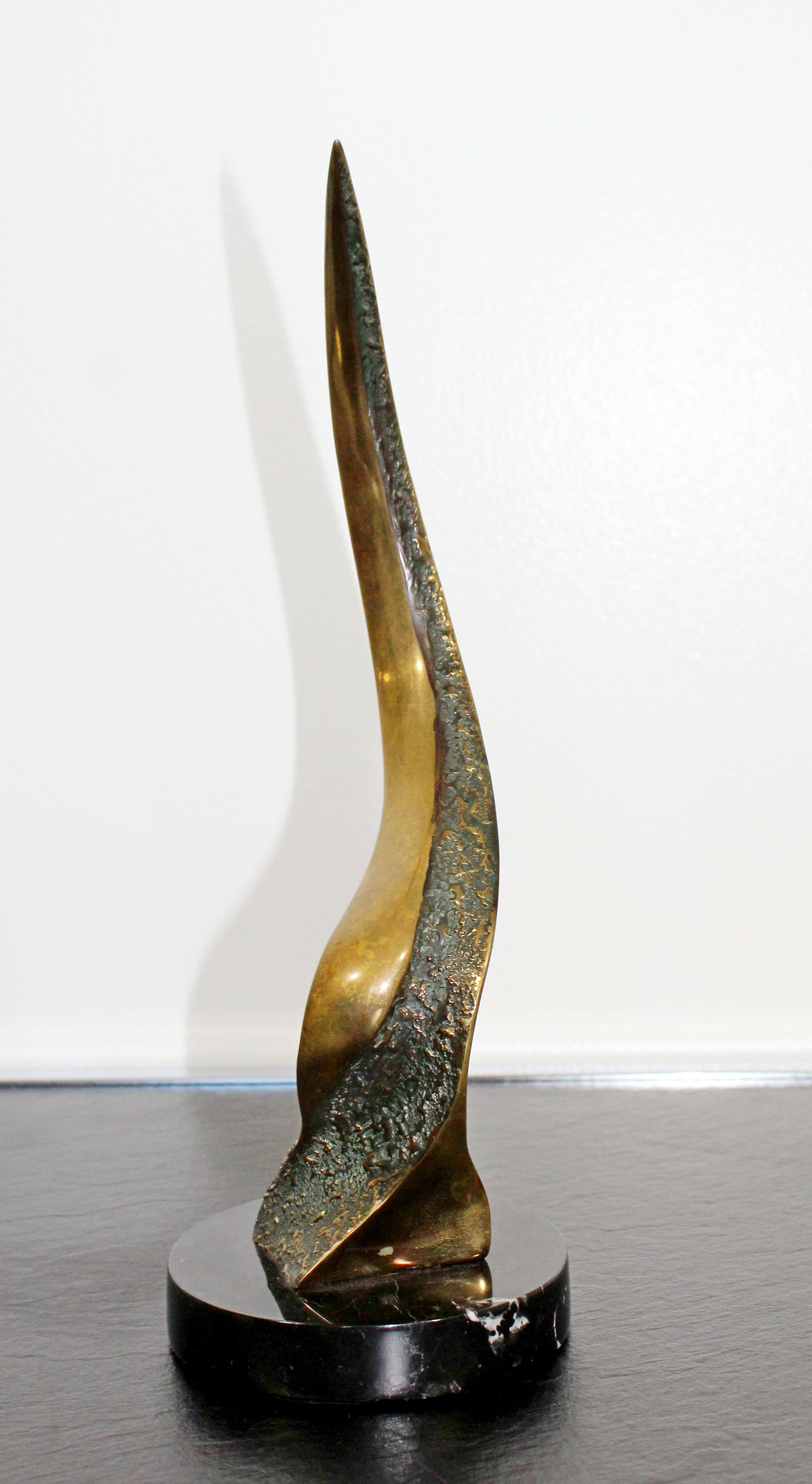 Mid-Century Modern Tom Bennett Signed Bronze Marble Table Sculpture 1970s 69/100 1