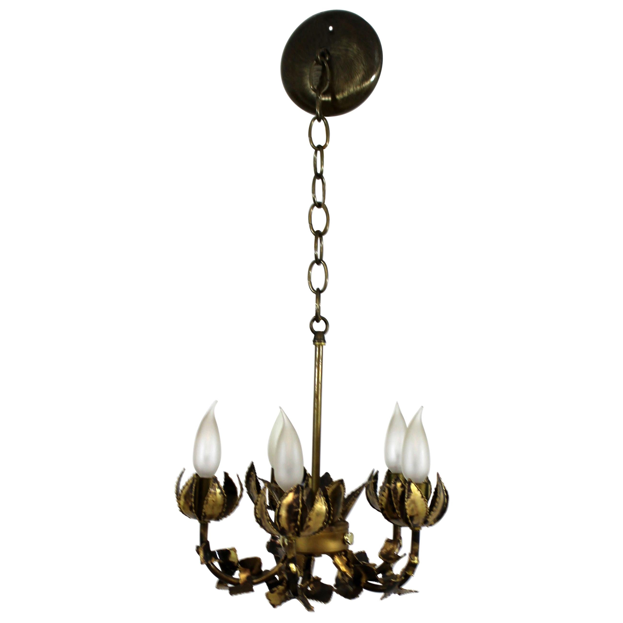 Mid-Century Modern Tom Greene Brutalist Brass Chandelier, 1960s