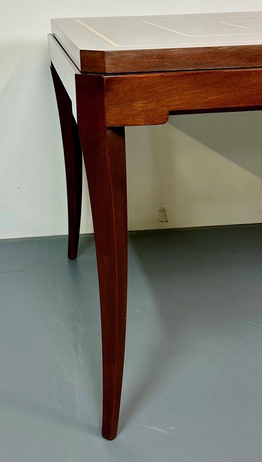 Mid-Century Modern Tommi Parzinger Dining Table, 2 Leaves, Mahogany, Inlaid For Sale 12