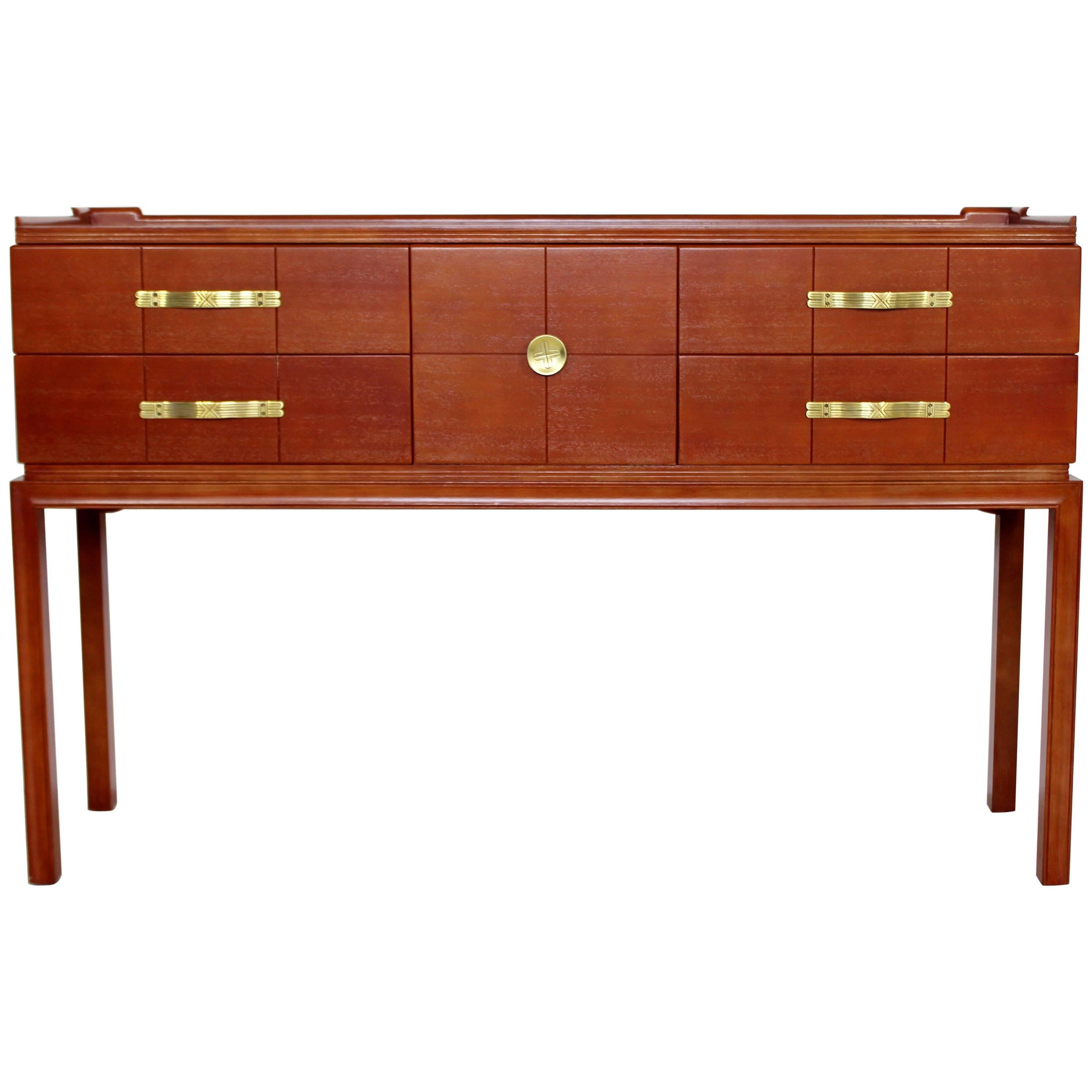 Mid-Century Modern Tommi Parzinger for Charak Console Foyer Table Four-Drawer