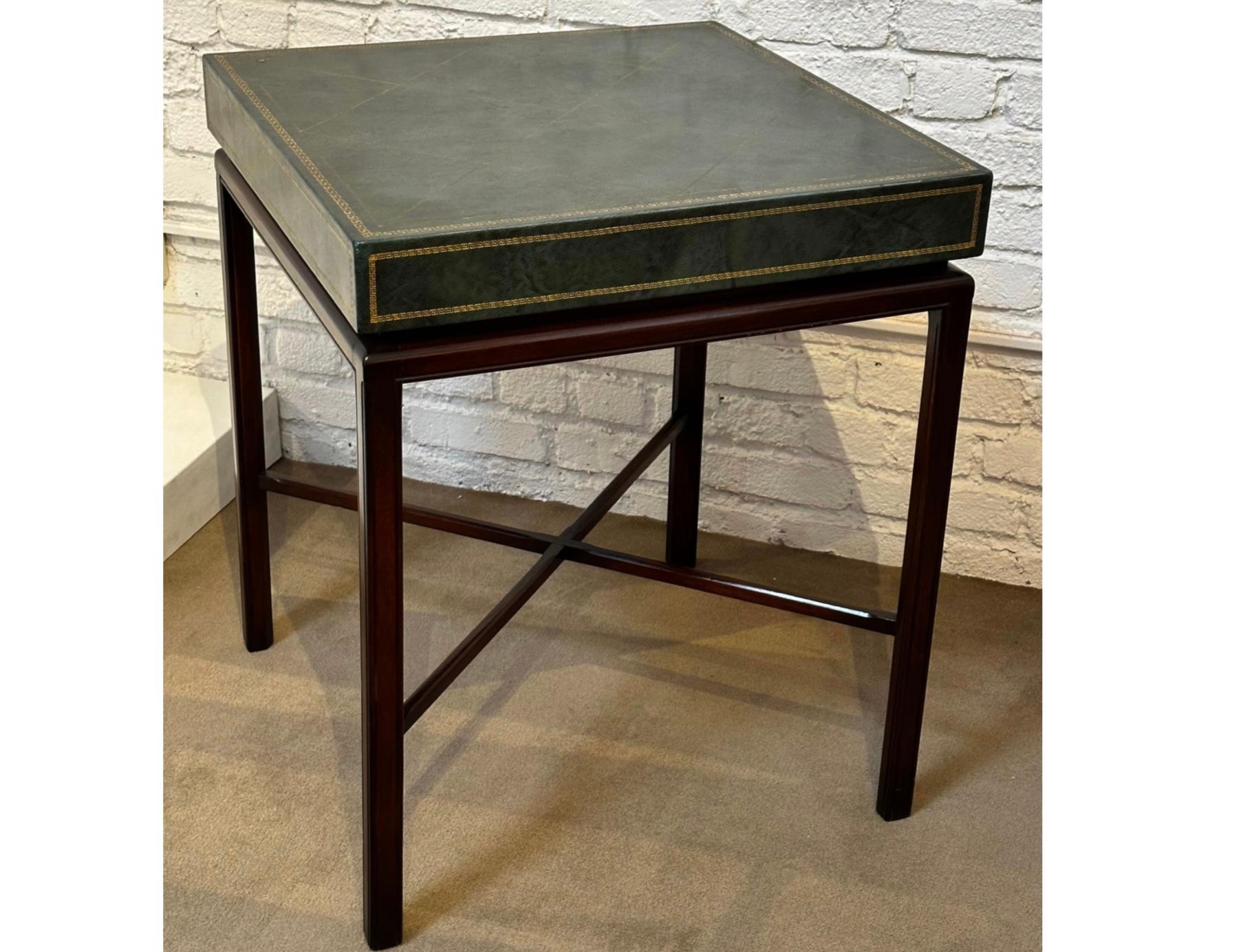 Mid-Century Modern Mid Century Modern Tommi Parzinger Green Leather Occasional Table For Sale