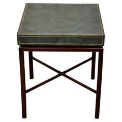 Mid Century Modern Tommi Parzinger Green Leather Occasional Table