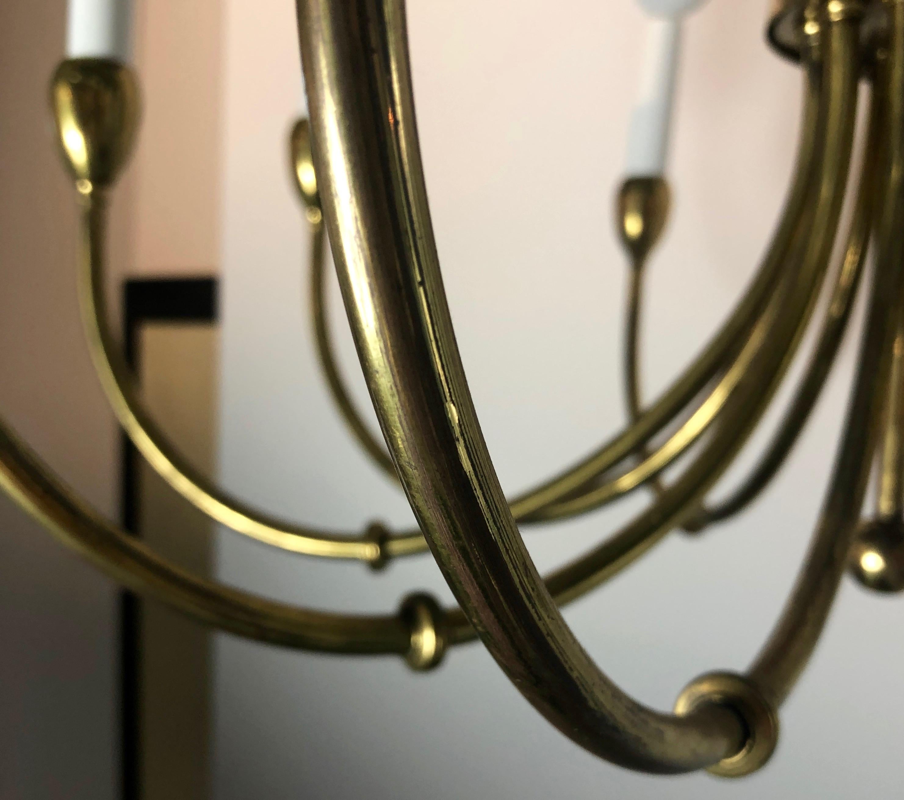 Tommi Parzinger Style Brass 10-Arm / Torchère Art Deco Style Chandelier For Sale 7