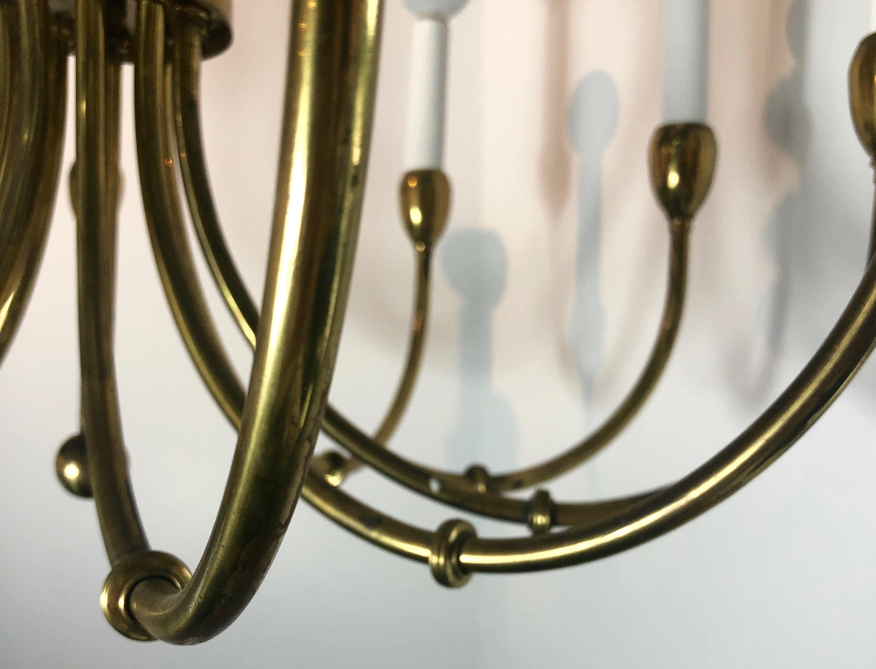 Tommi Parzinger Style Brass 10-Arm / Torchère Art Deco Style Chandelier For Sale 8