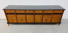 Mid-Century Modern Tommi Parzinger Style Rattan Cane Sideboard