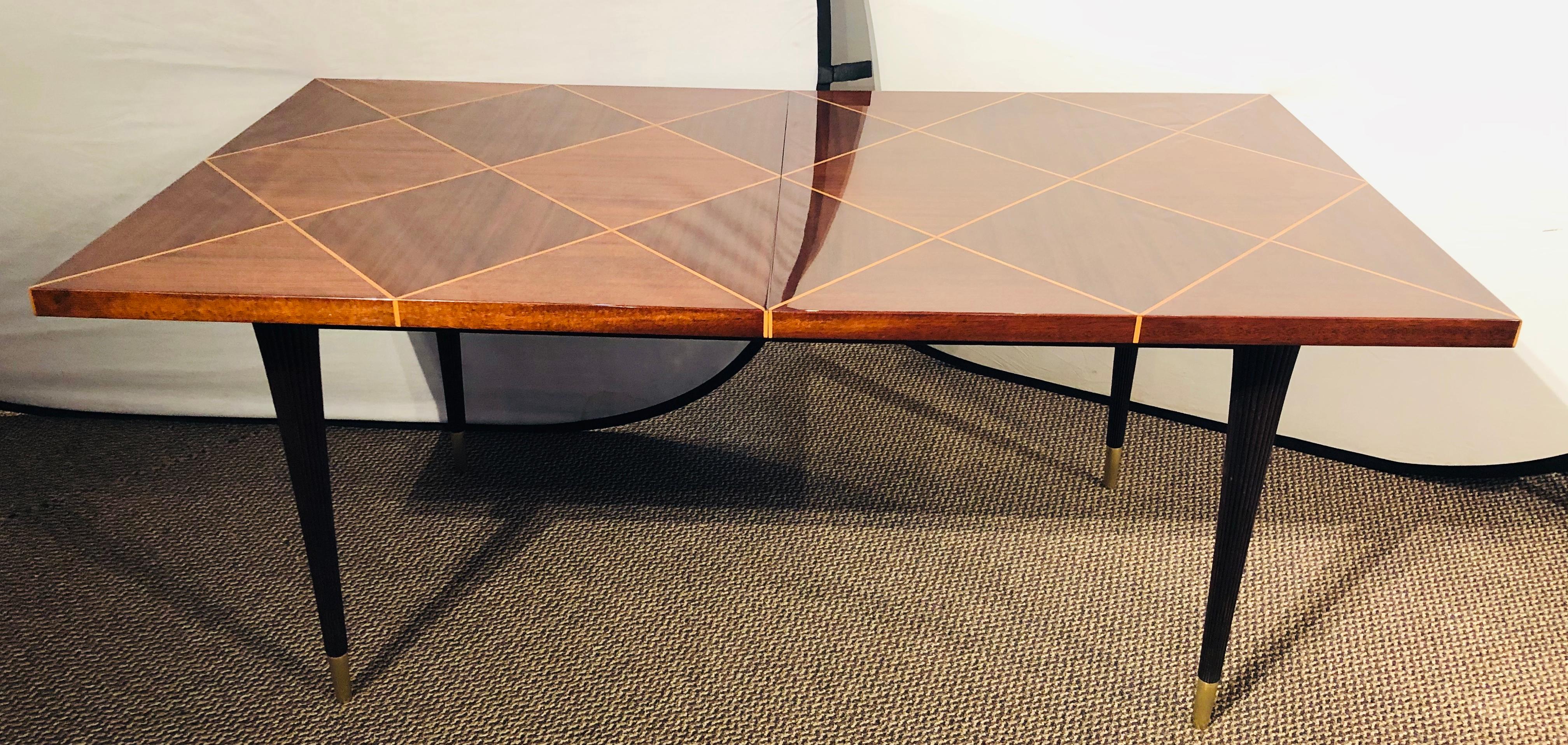 Mid-Century Modern Tommi Parzinger Tagged Dining Table with Two Leaves 8