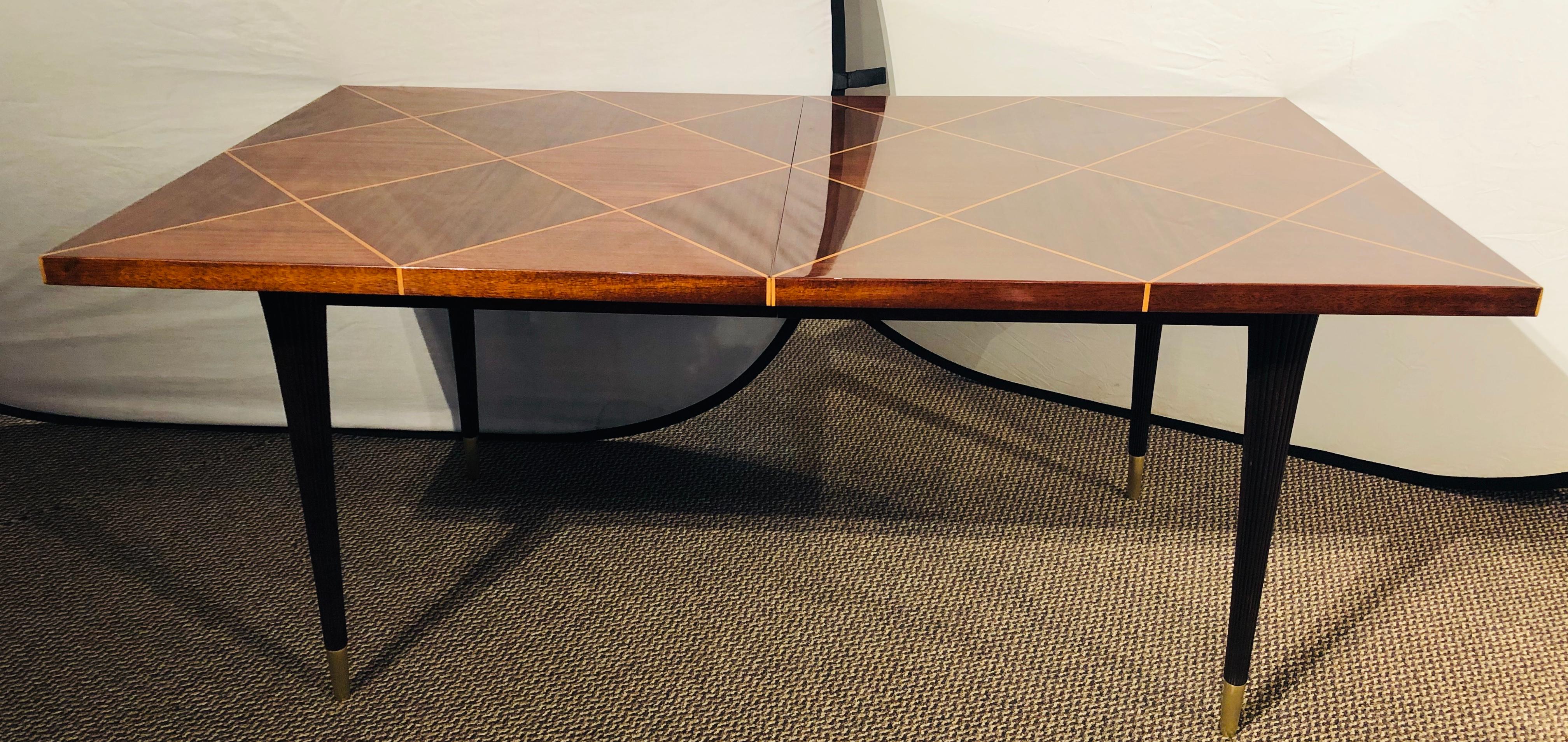Mid-Century Modern Tommi Parzinger Tagged Dining Table with Two Leaves 9