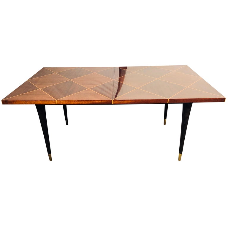 Mid-Century Modern Tommi Parzinger Tagged Dining Table with Two Leaves For Sale