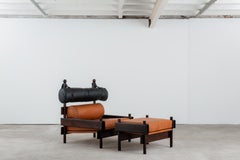 Fauteuil Tonico moderne du milieu du siècle avec tabouret par Sergio Rodrigues, Brésil, années 1960