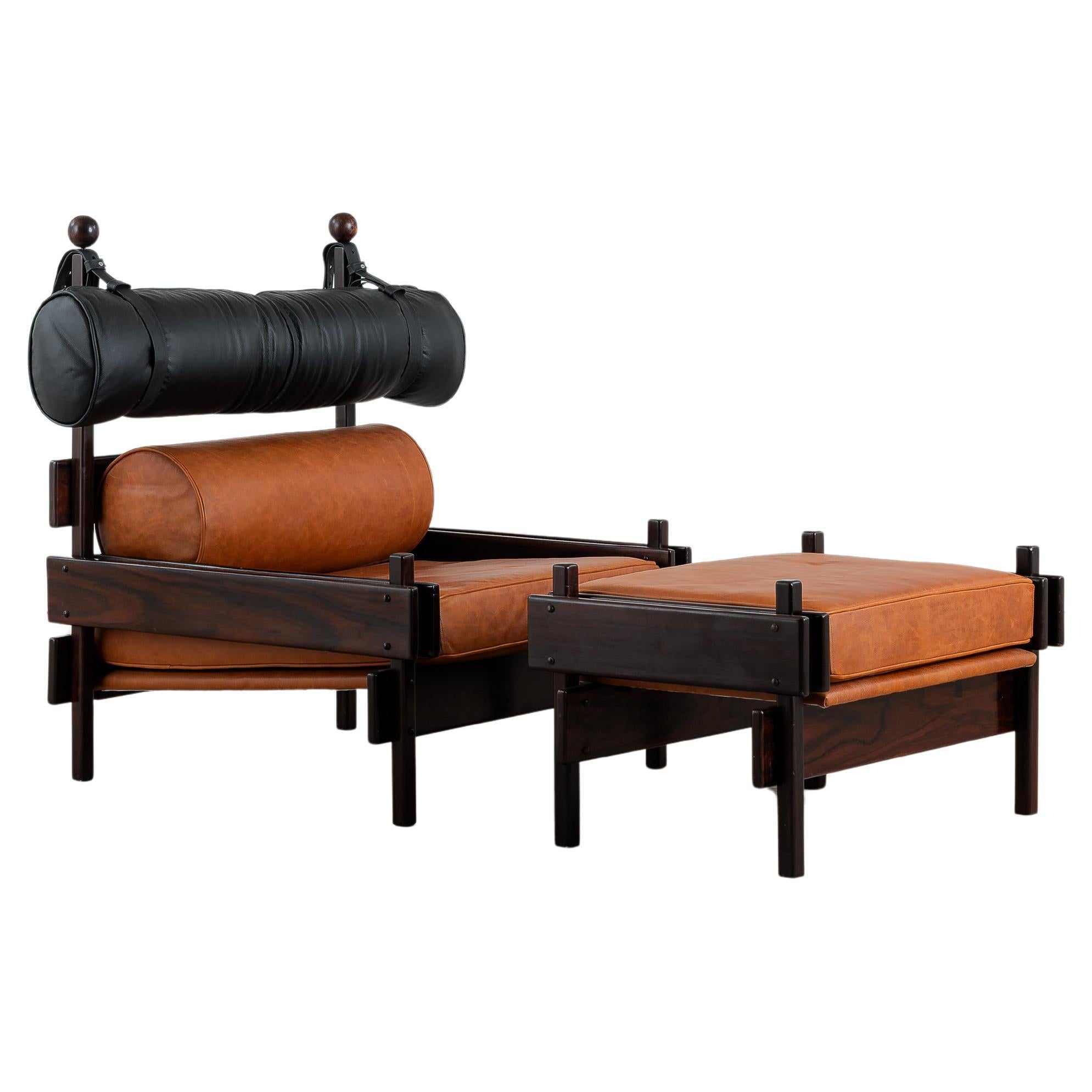 Moderner Tonico-Sessel mit Hocker von Sergio Rodrigues, Brasilien, 1960er Jahre