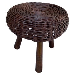 Mid-Century Modern Tony Paul Attributed Mid-Century Modern Wicker Ottoman