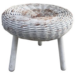 Mid-Century Modern Tony Paul Attributed Rattan Stool, circa 1950s