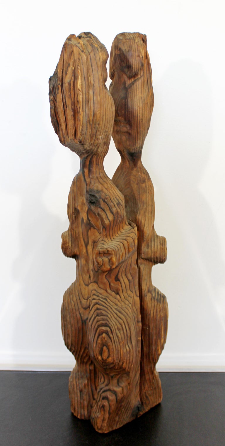 MidCentury Modern Torched Wood Figurative Art Table Sculpture at 1stDibs