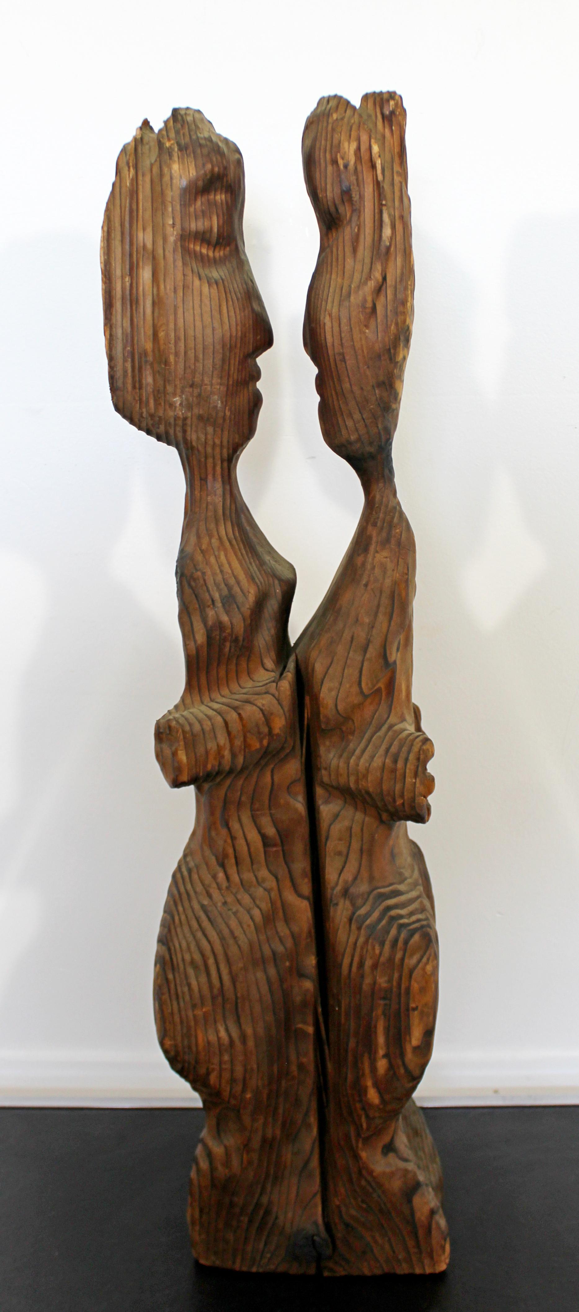 20th Century Mid-Century Modern Torched Wood Figurative Art Table Sculpture