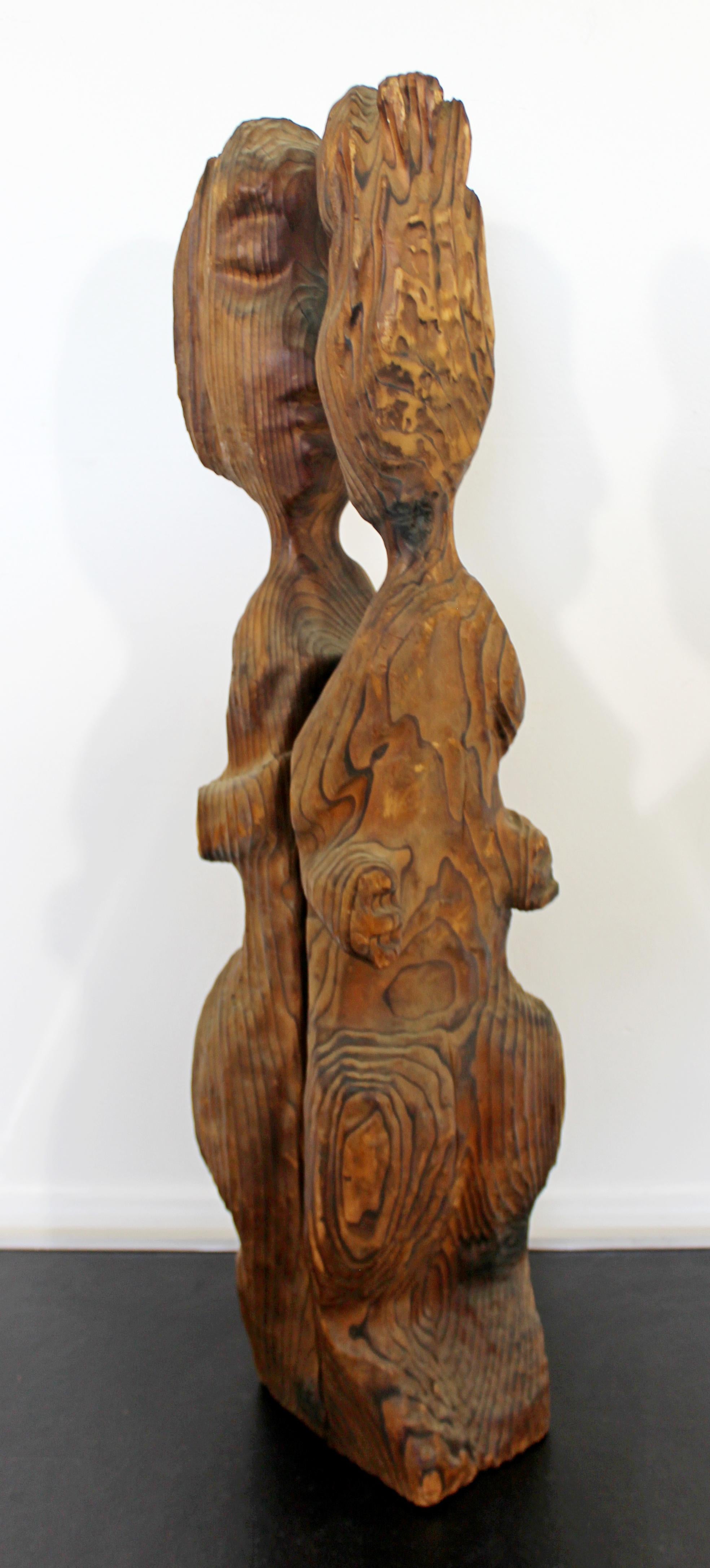 Mid-Century Modern Torched Wood Figurative Art Table Sculpture 1