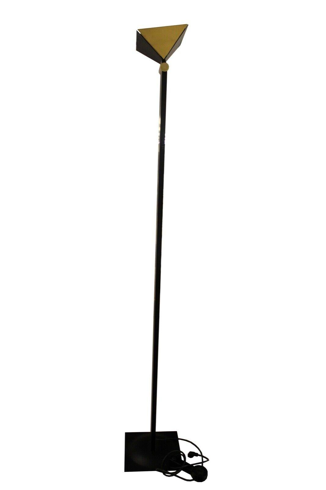 Mid-Century Modern Torchiere F. Fabbian Floor Lamp Italian Architectural Brass In Good Condition For Sale In Keego Harbor, MI