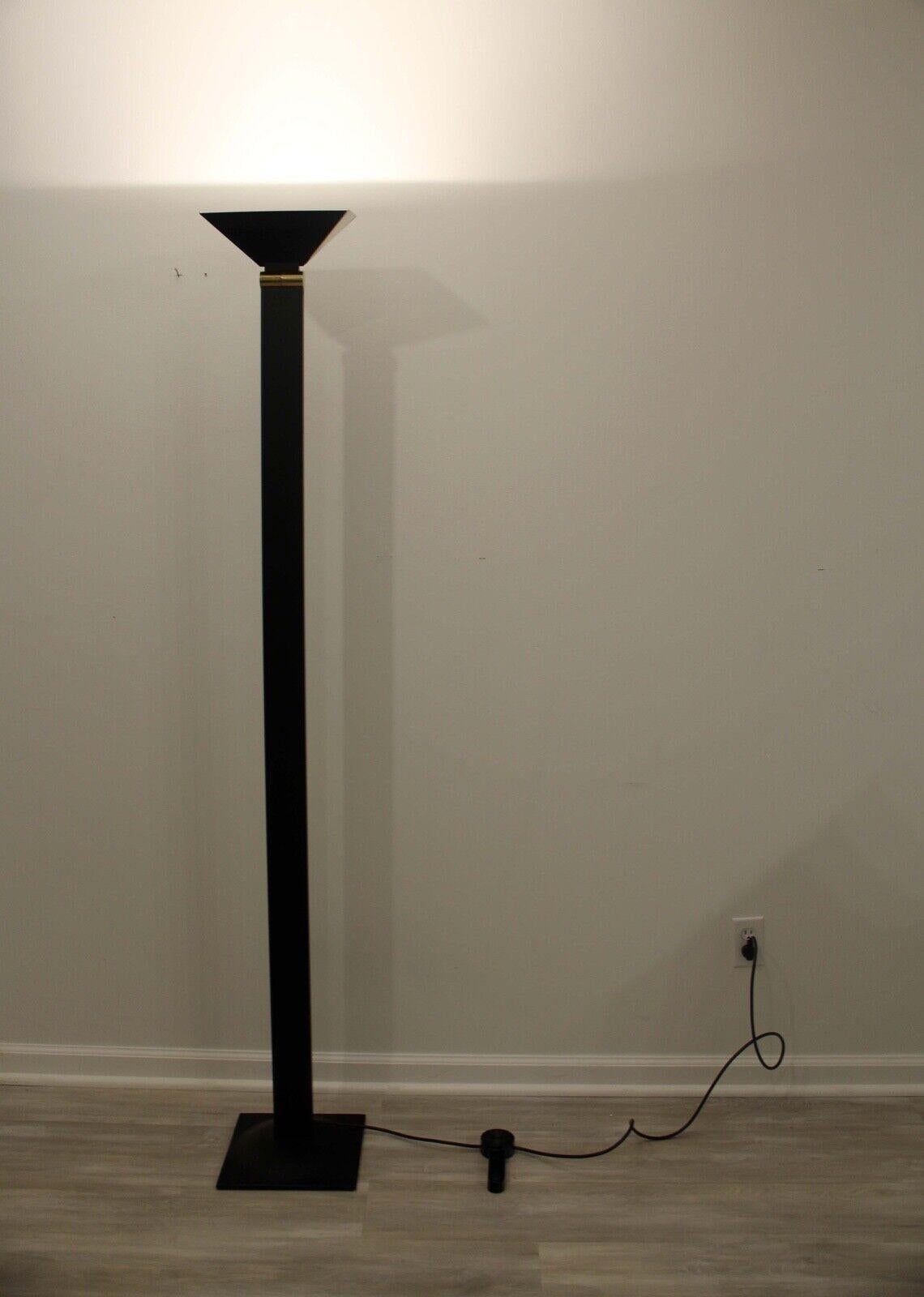 Mid-Century Modern Torchiere F. Fabbian Floor Lamp Italian Architectural Brass For Sale 3