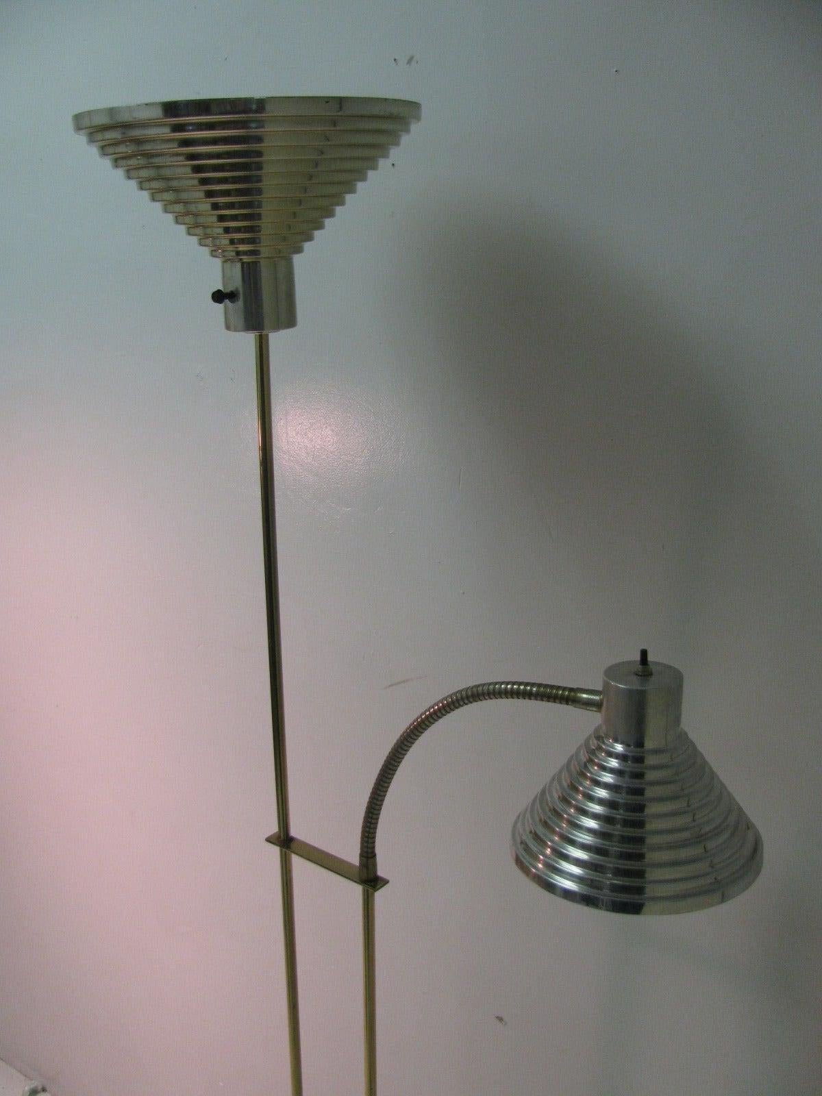 Painted Mid-Century Modern Torchiere Reading Lamp Style of Kurt Versen For Sale