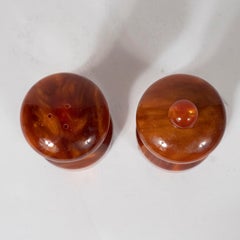 Mid-Century Modern Tortoise Bakelite Salt and Pepper Shaker Set by Au Bain Marie