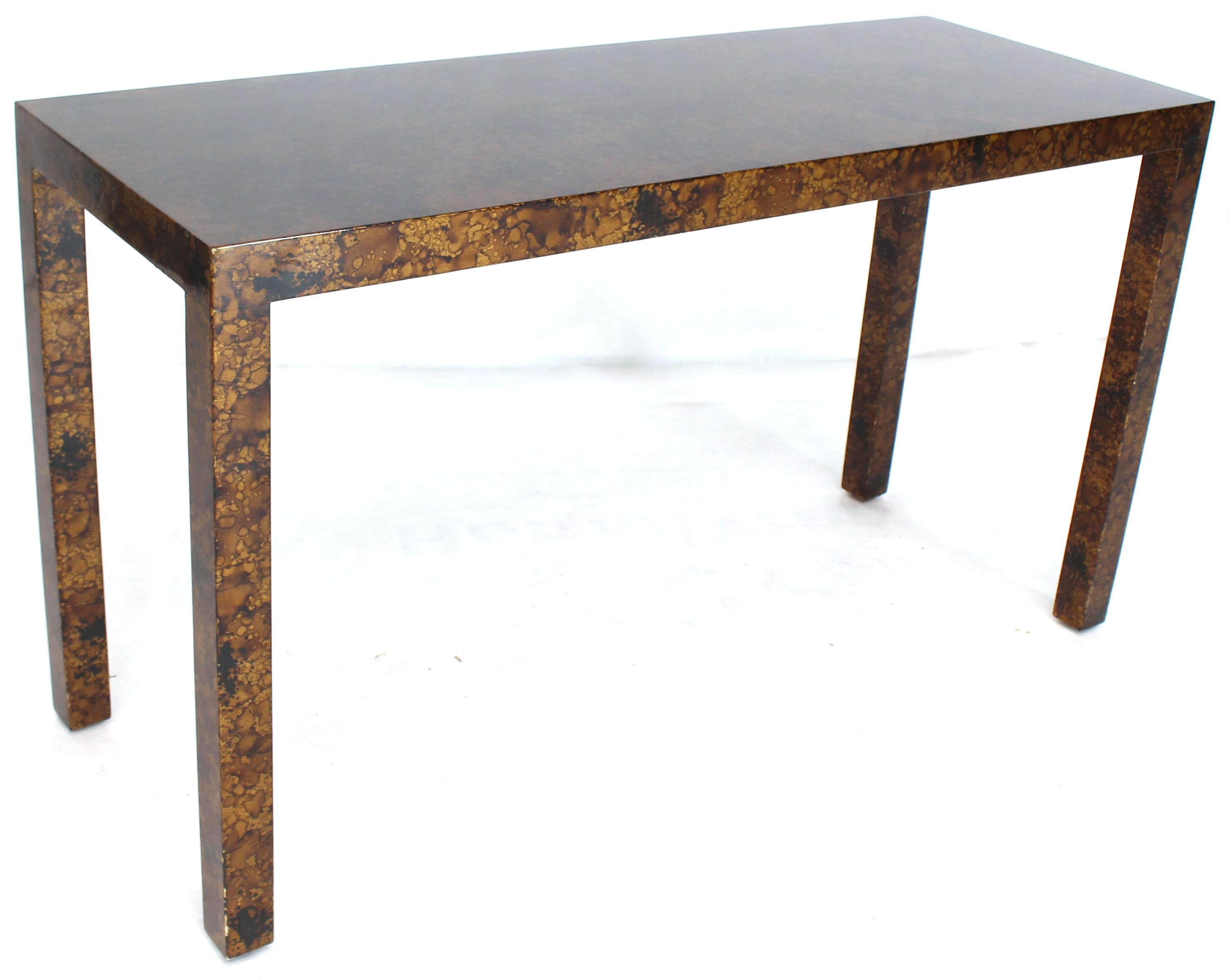 Mid Century Modern Tortoise Lacquer Finish Console Table In Good Condition In Rockaway, NJ