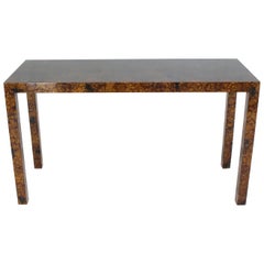 Mid Century Modern Tortoise Lacquer Finish Console Table
