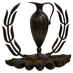 Mid Century Modern Traditional Kosher Oil Menorah Table Sculpture Vintage