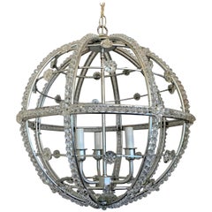 Mid-Century Modern Transitional Silver Leaf Sputnik Ball Chandelier Fixture