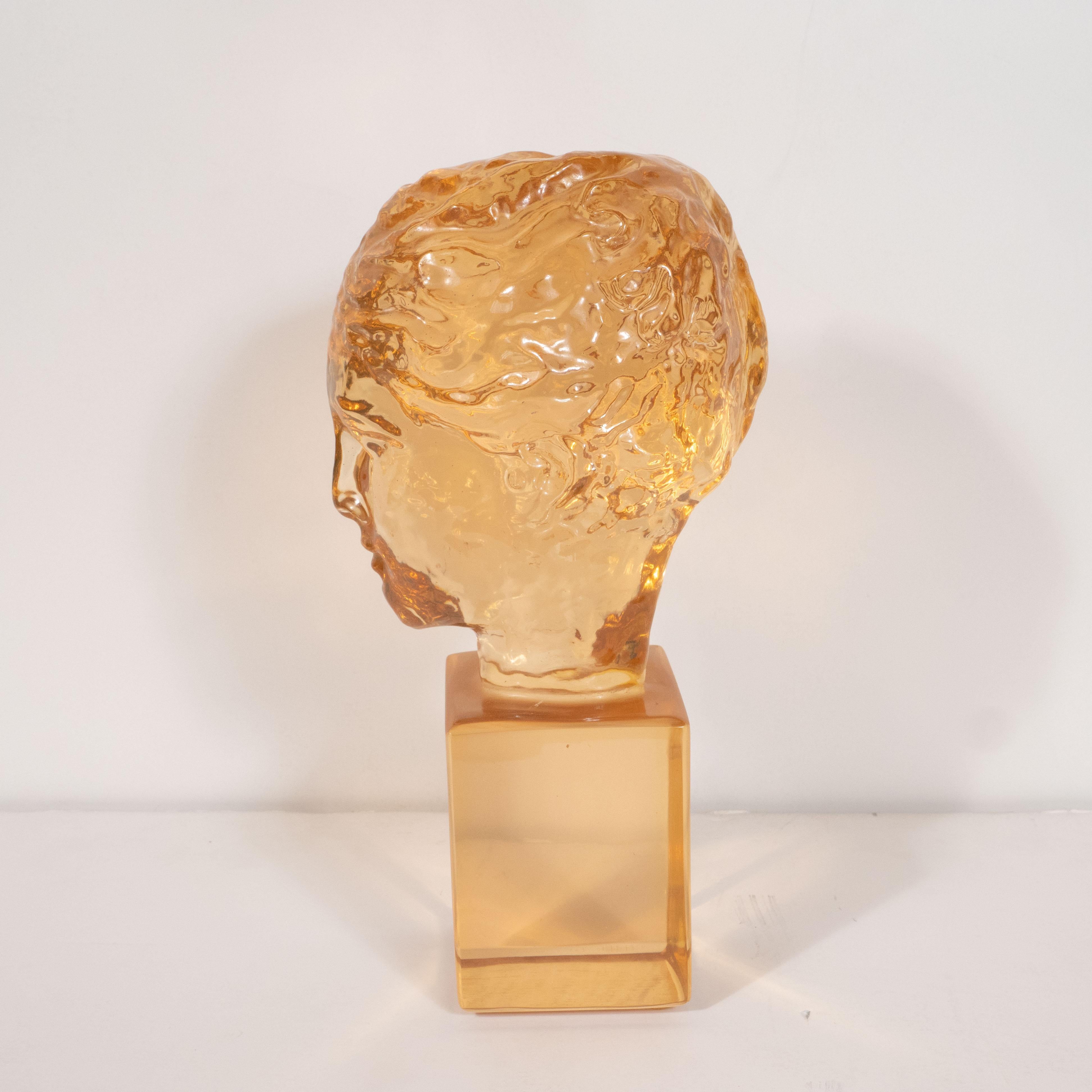 American Mid-Century Modern Translucent Amber Resin Classical Bust by Dorothy Thorpe