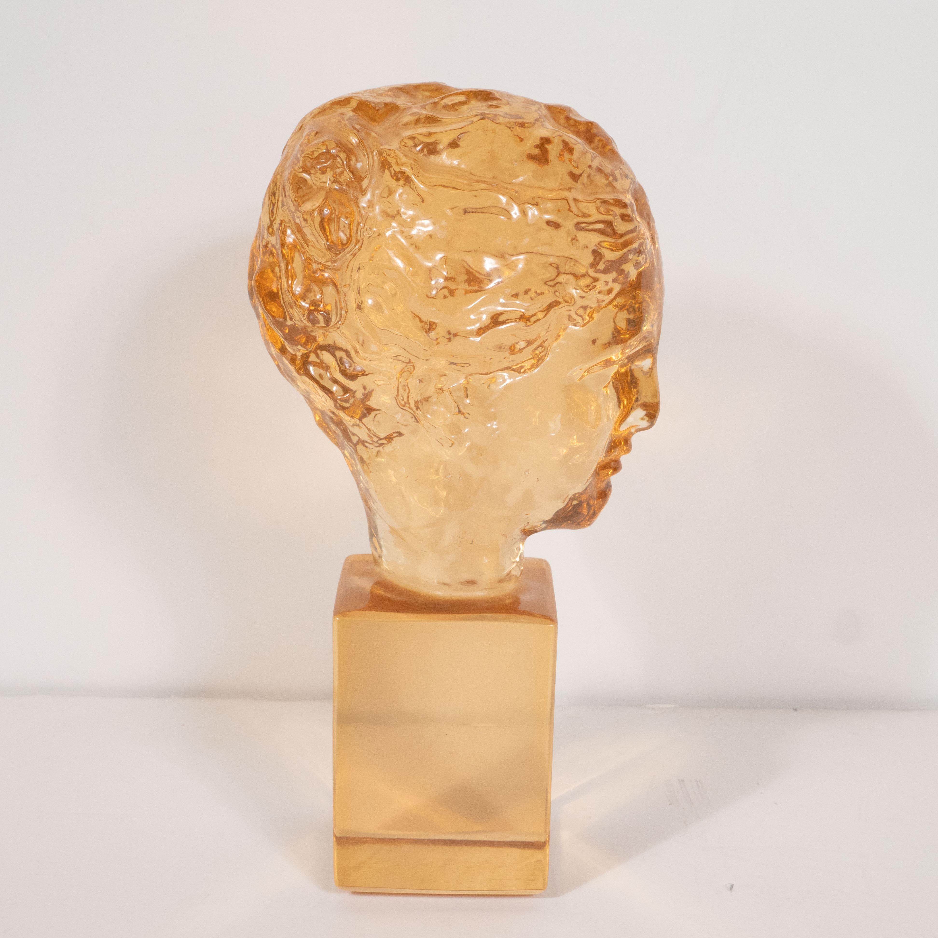 Mid-Century Modern Translucent Amber Resin Classical Bust by Dorothy Thorpe 1