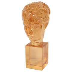 Mid-Century Modern Translucent Amber Resin Classical Bust by Dorothy Thorpe