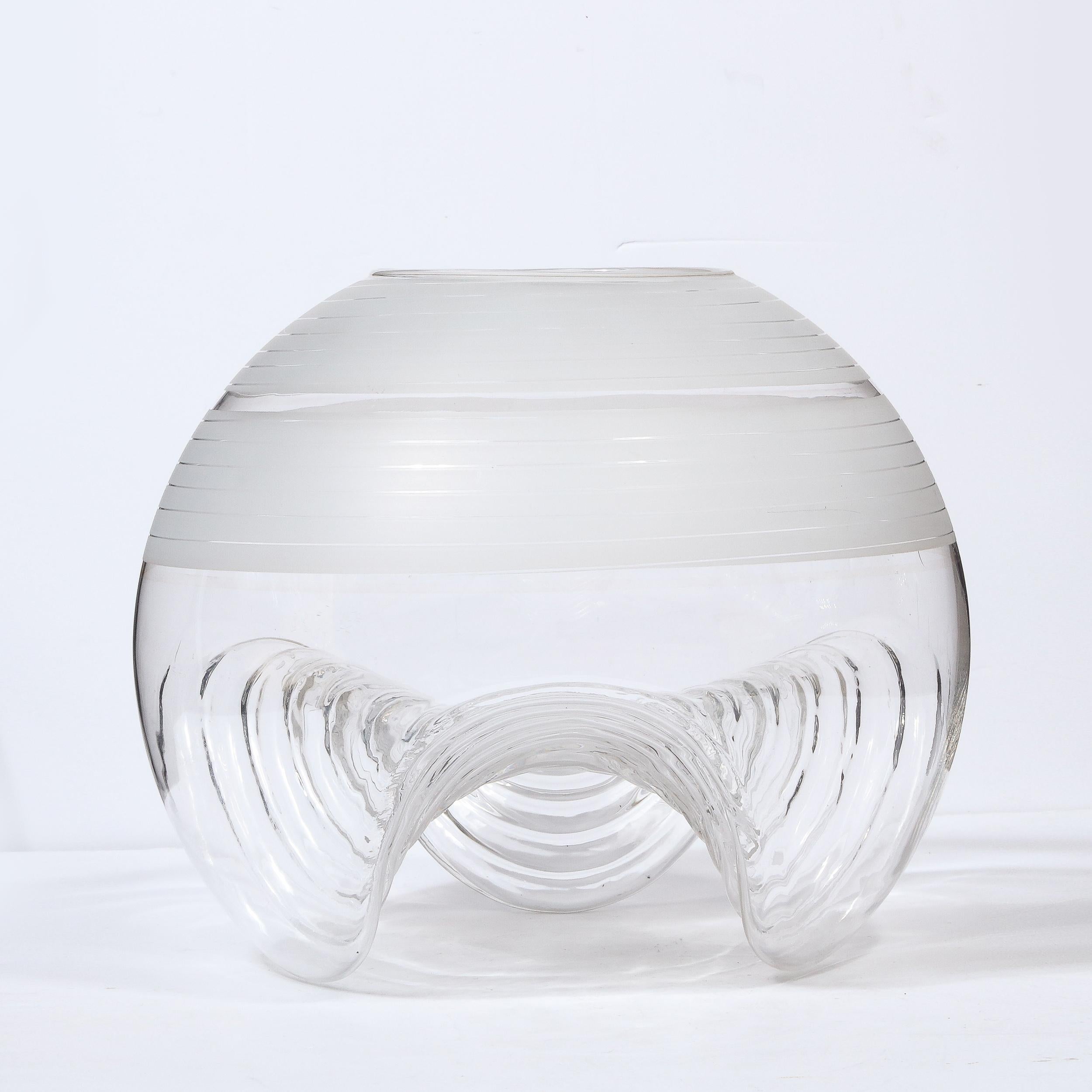Mid-Century Modern Translucent and Frosted Glass Vase by Pell & Pulitzer 3