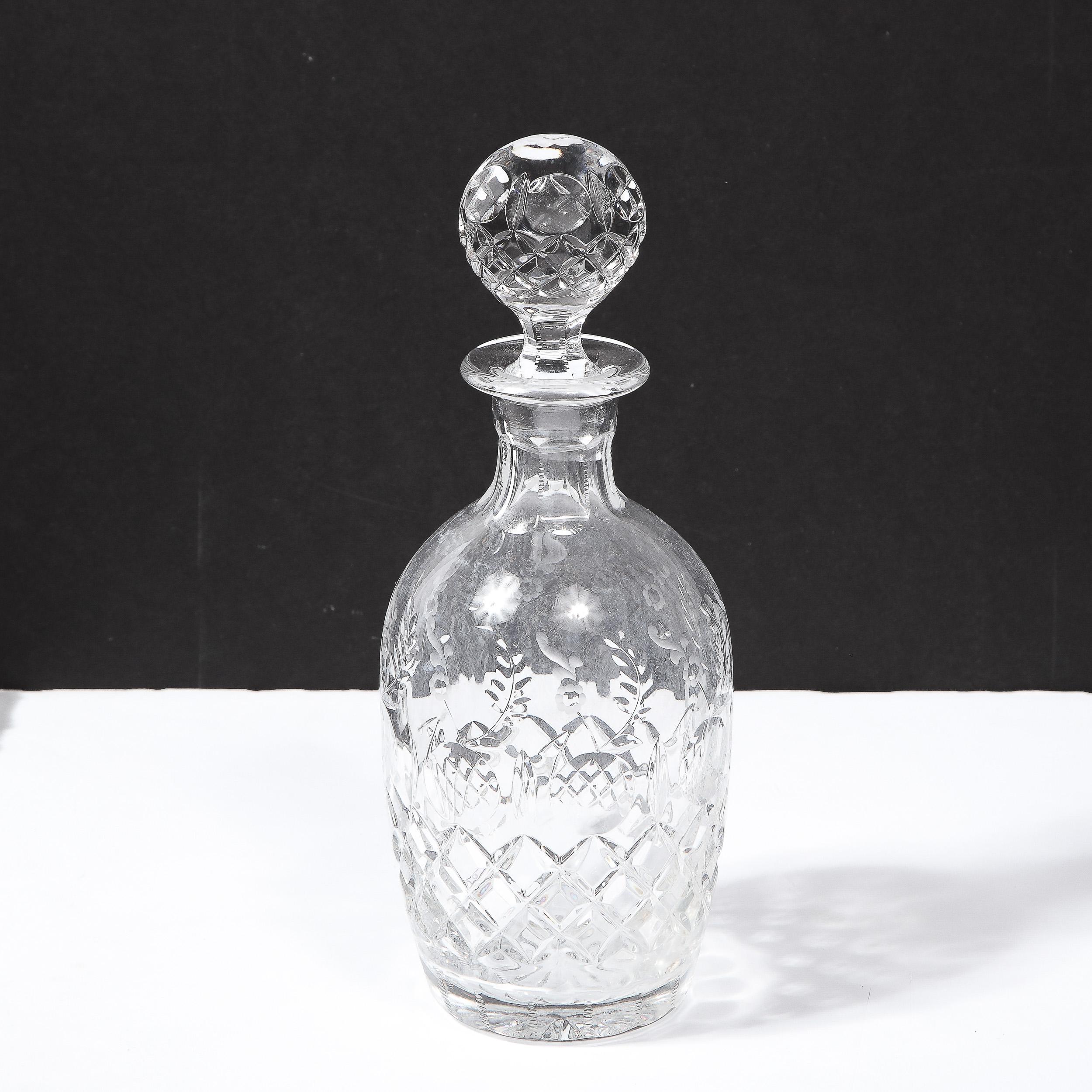 Mid-Century Modern Translucent Crystal Decanter with Spherical Etched Stopper 5