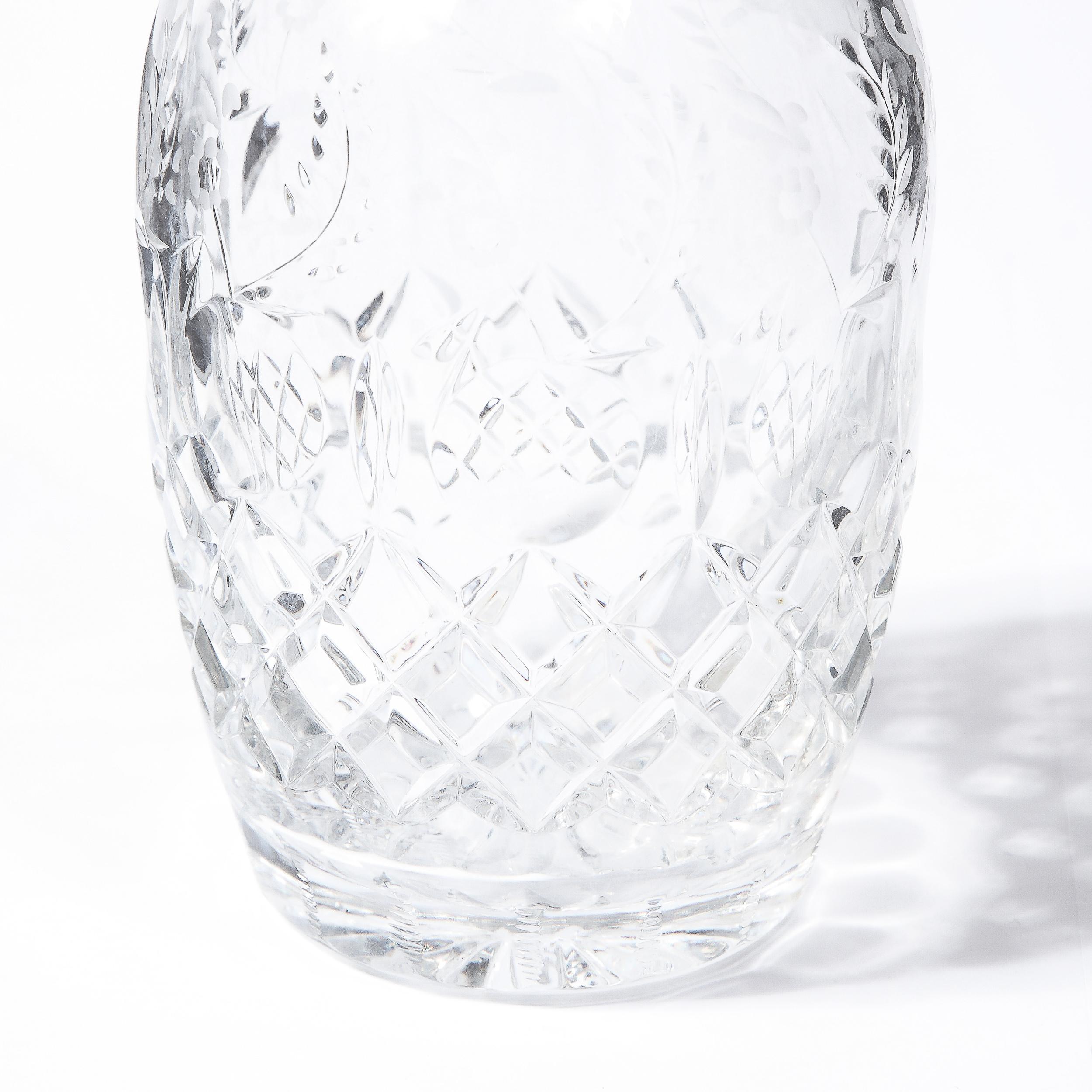 Mid-Century Modern Translucent Crystal Decanter with Spherical Etched Stopper 2