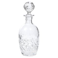 Mid-Century Modern Translucent Crystal Decanter with Spherical Etched Stopper