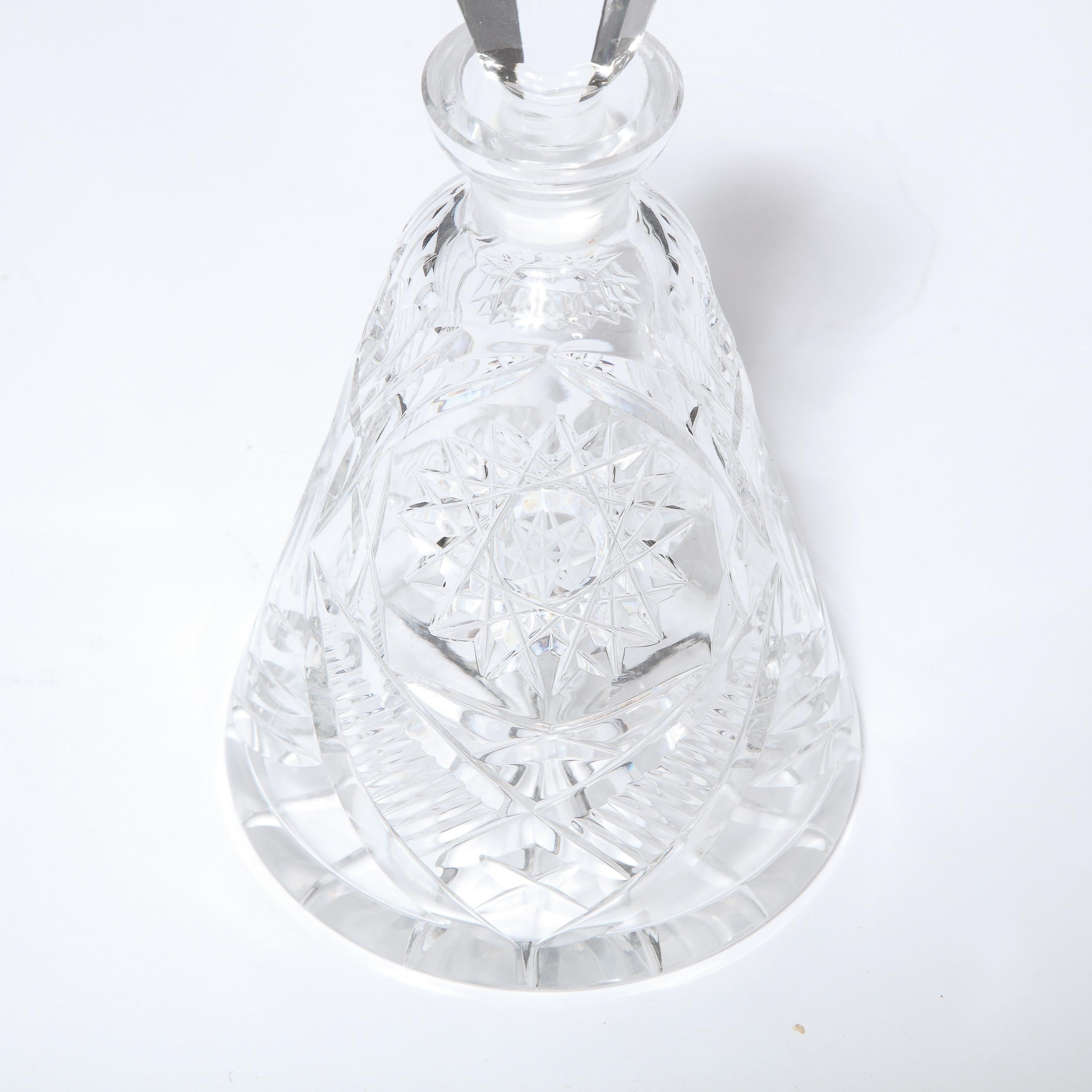 Mid-Century Modern Translucent Etched Crystal Decanter with Geometric Patterns 7