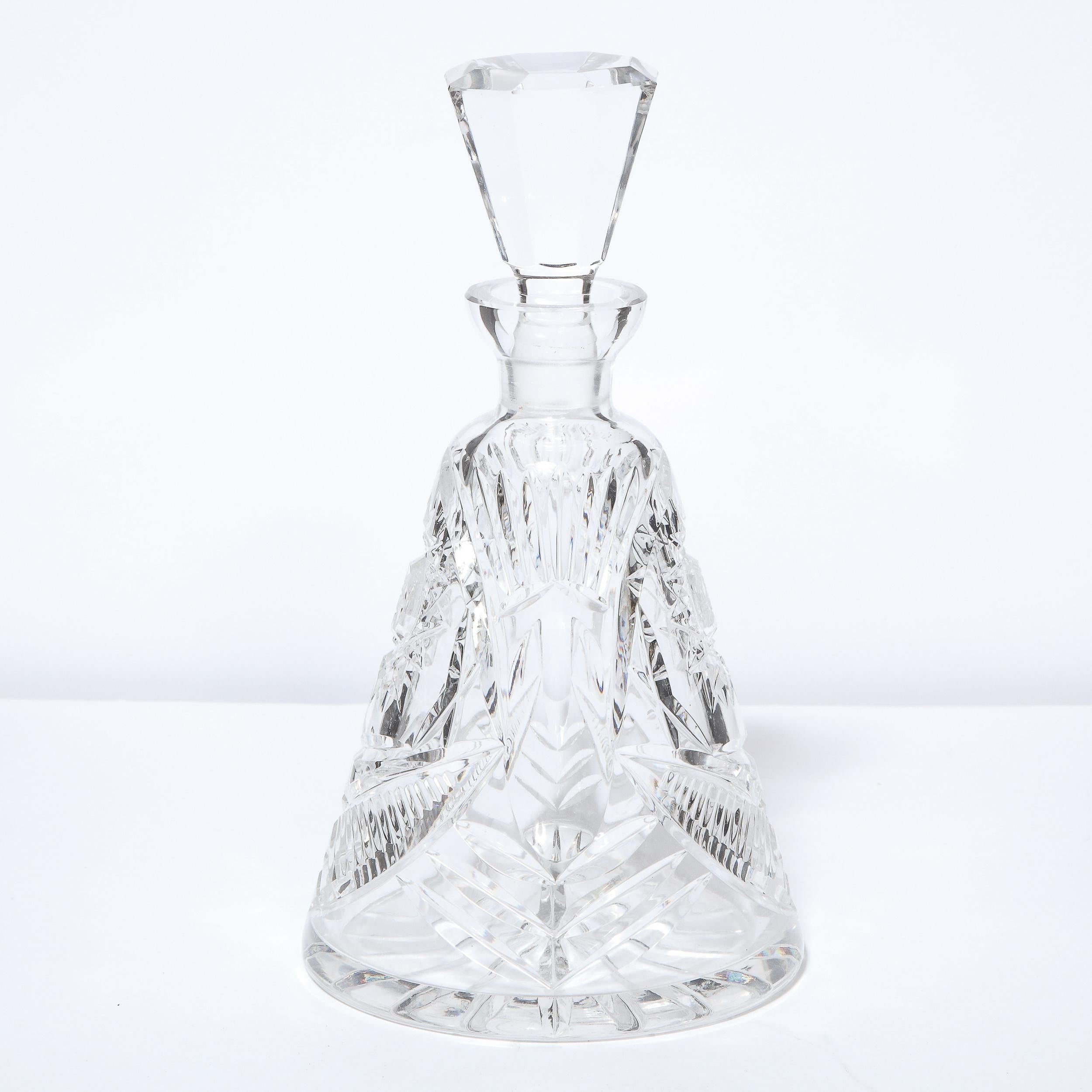 Mid-20th Century Mid-Century Modern Translucent Etched Crystal Decanter with Geometric Patterns